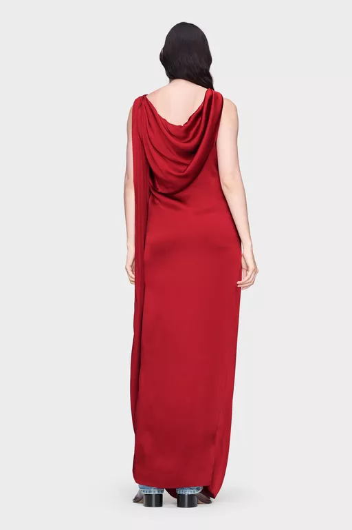 Satin Draped Maxi Dress - Maxi Dress