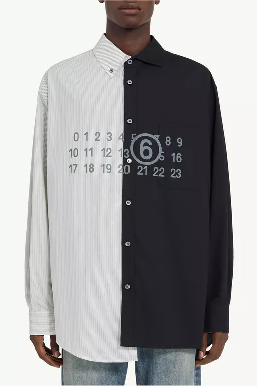 투톤 코튼 포플린 셔츠 - 데님