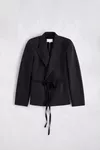 Dark grey - Belted Peak-Lapel Wool Blazer