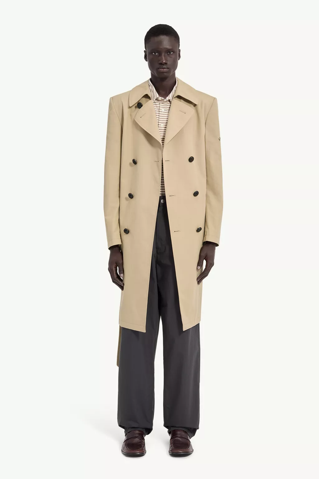 Brown Double-Breasted Belted Trench Coat | MM6 Official