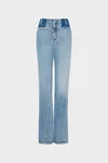 Blue - Two-Tone Denim Trousers