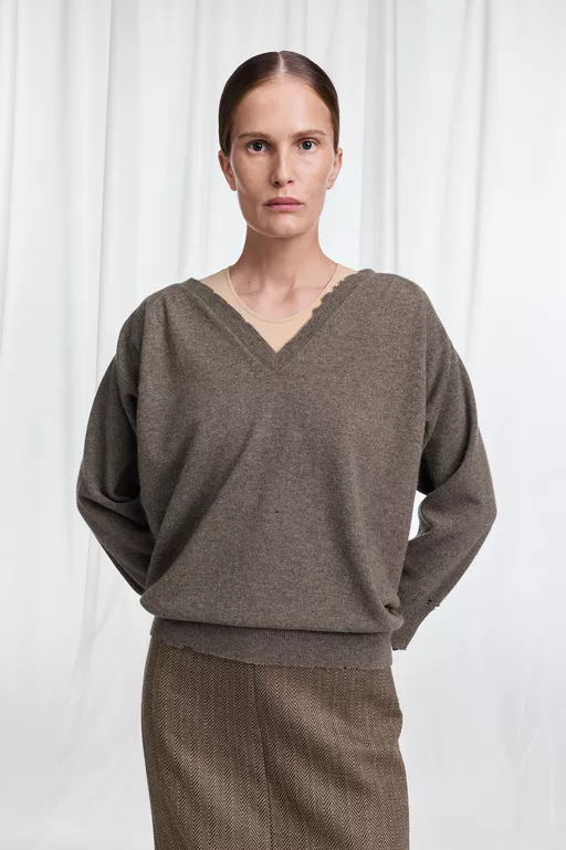Draped V-Neck Sweater - V-neck