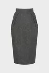 Dark grey - Wool midi skirt