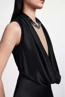 Cowl-Neck Satin Maxi Dress - Maxi Dress
