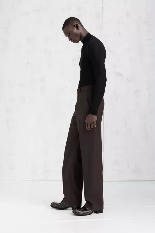 Wool Wide-Leg Trousers - Pants
