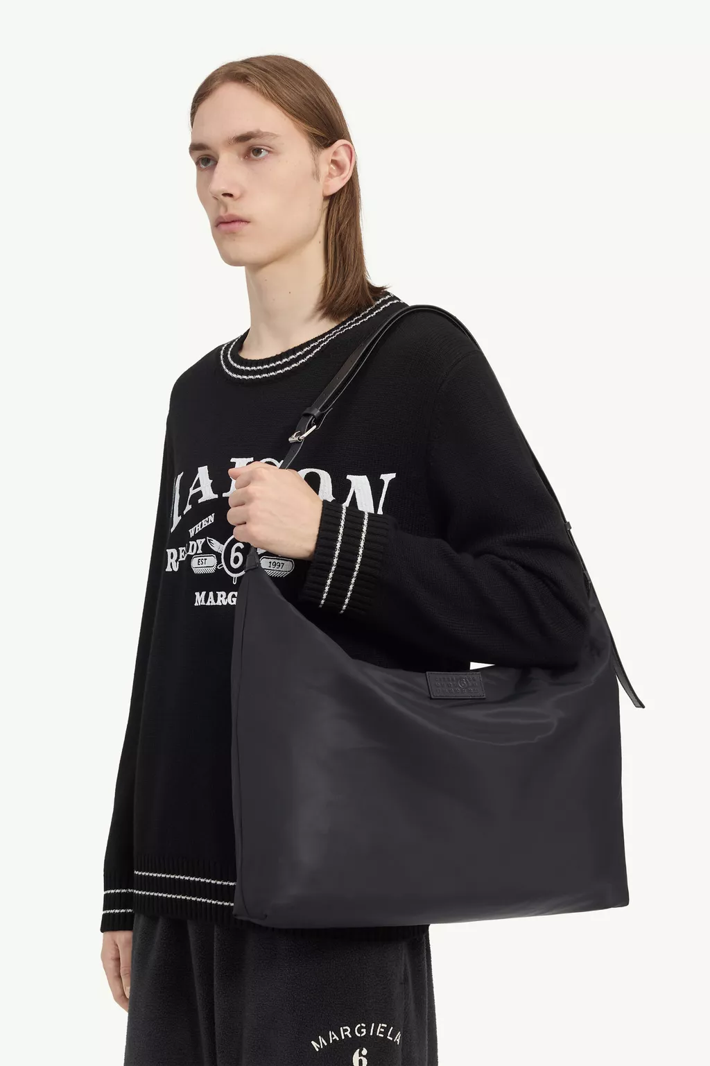 Black Nylon twill crossbody bag | MM6 Official