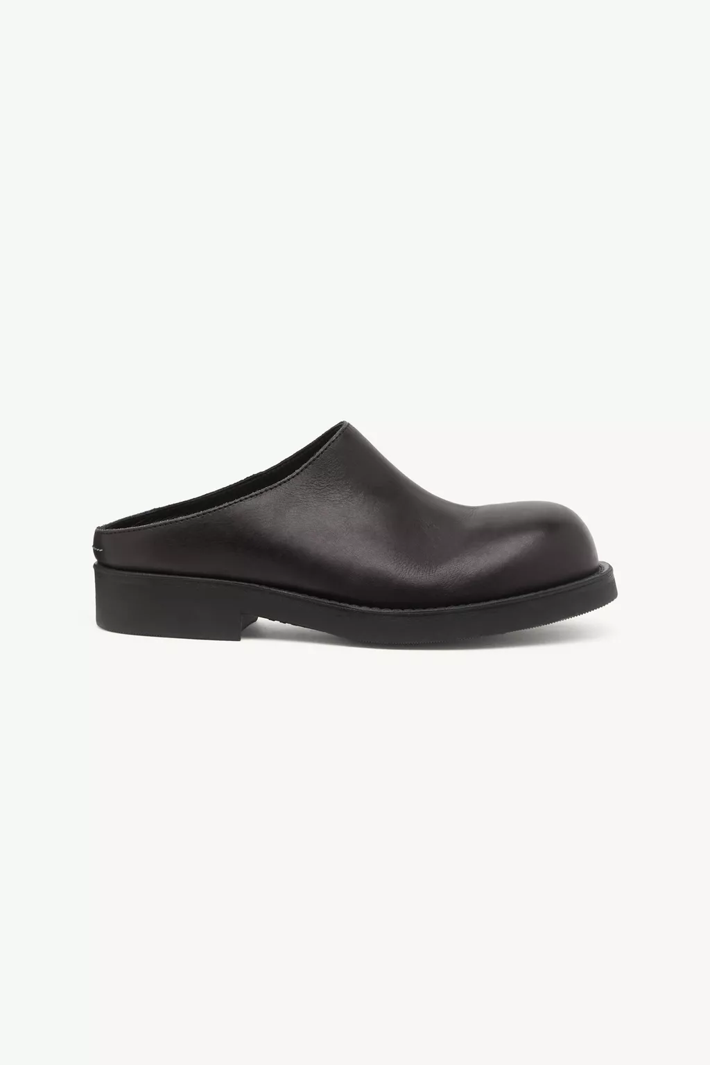 Black Leather Biker mules | MM6 Official