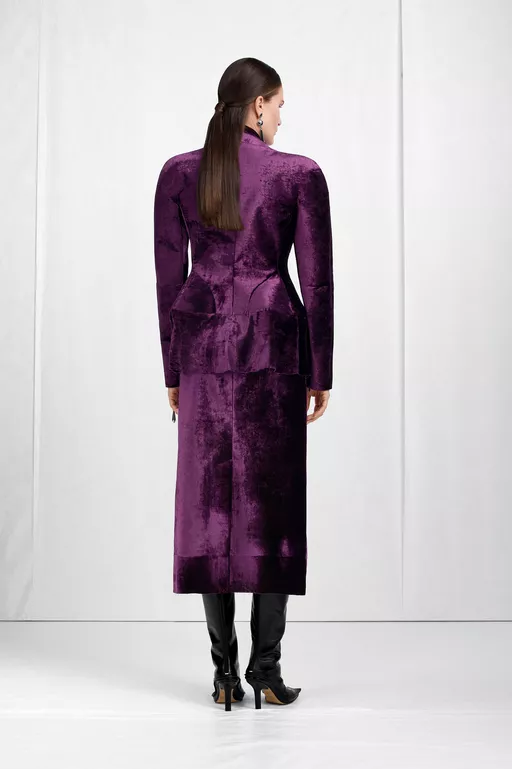 Button-Front Velvet Midi Skirt - Midi Skirts