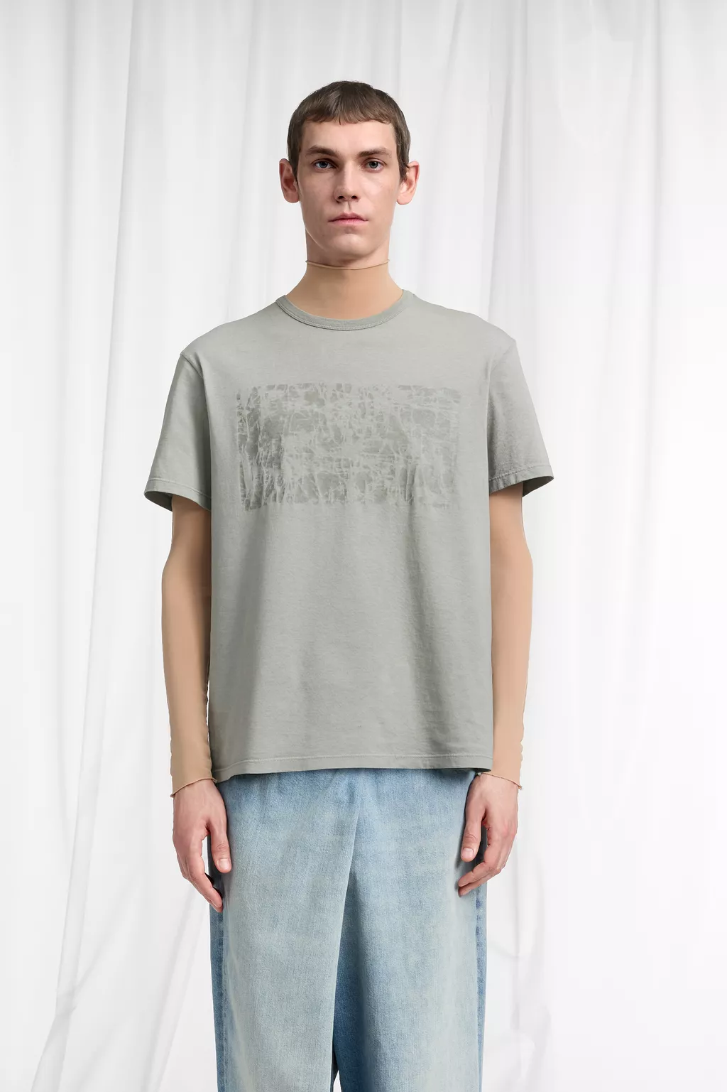Light Grey Wax Treatment Cotton T-Shirt | Maison Margiela Official