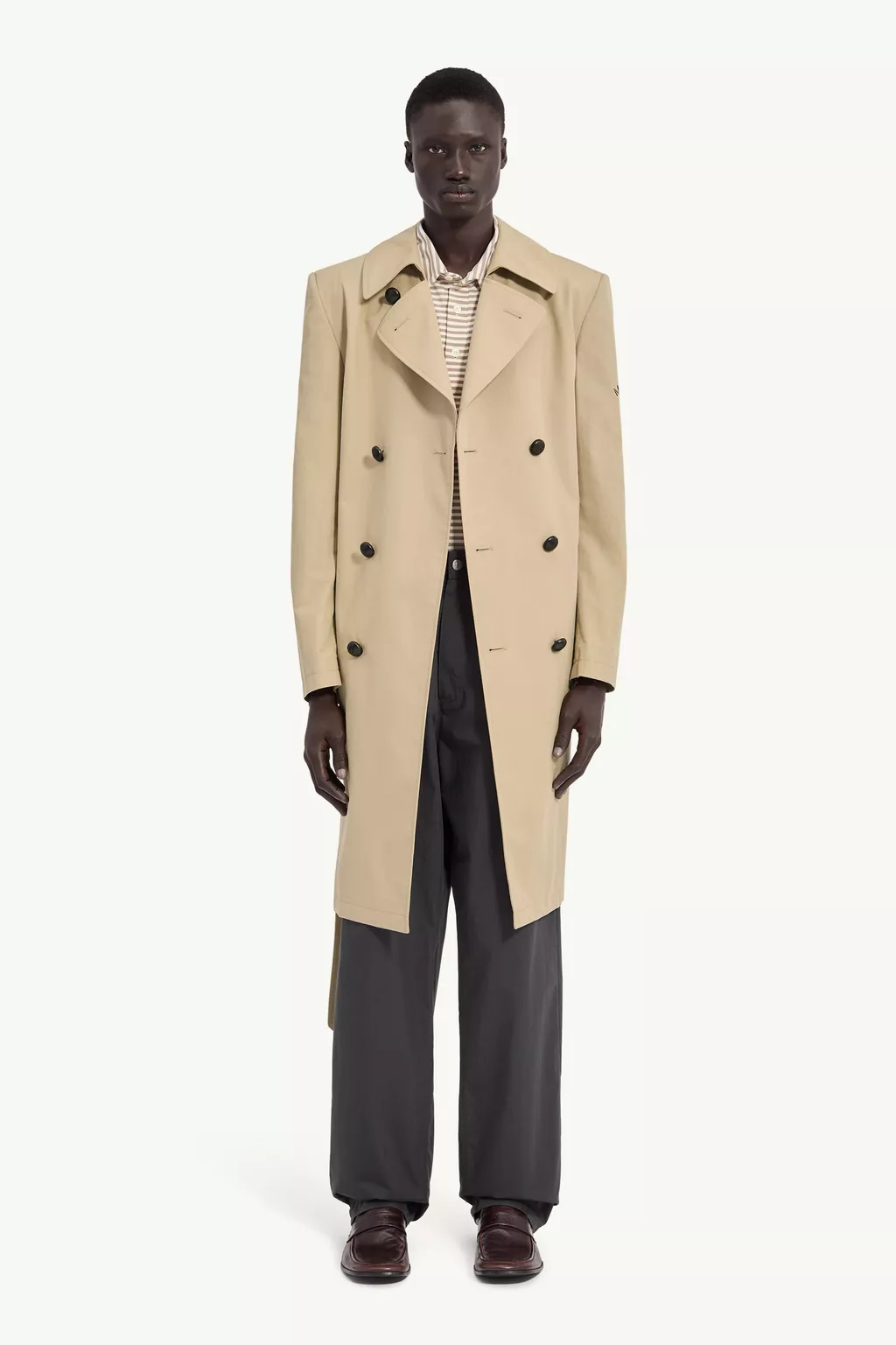 Brown Double-Breasted Belted Trench Coat | MM6 Official