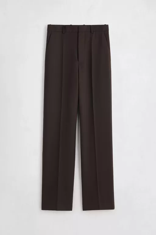Wool Wide-Leg Trousers - Pants