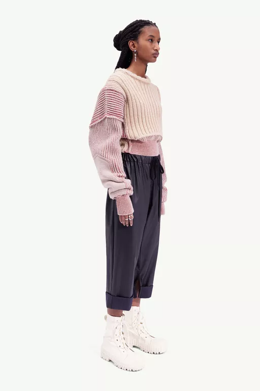 Faux leather cropped trousers - Pants