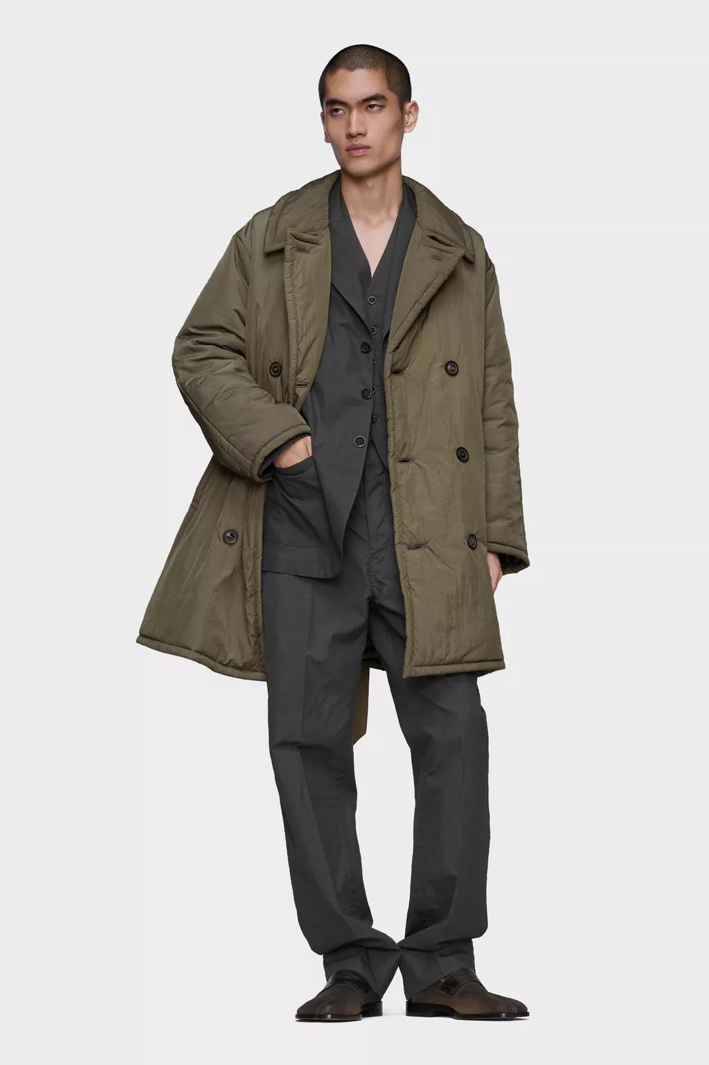 Maison Margiela コットンリネン ワークコート 46 コットンシルクジャケット グレー | Maison Margiela公式
