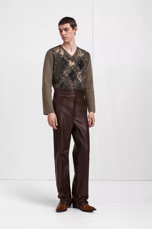 Fusion Leather Wide-leg Trousers - Pants