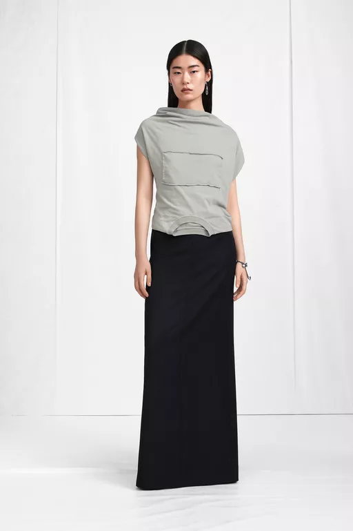 High-Waist Virgin Wool Column Skirt - Long skirts