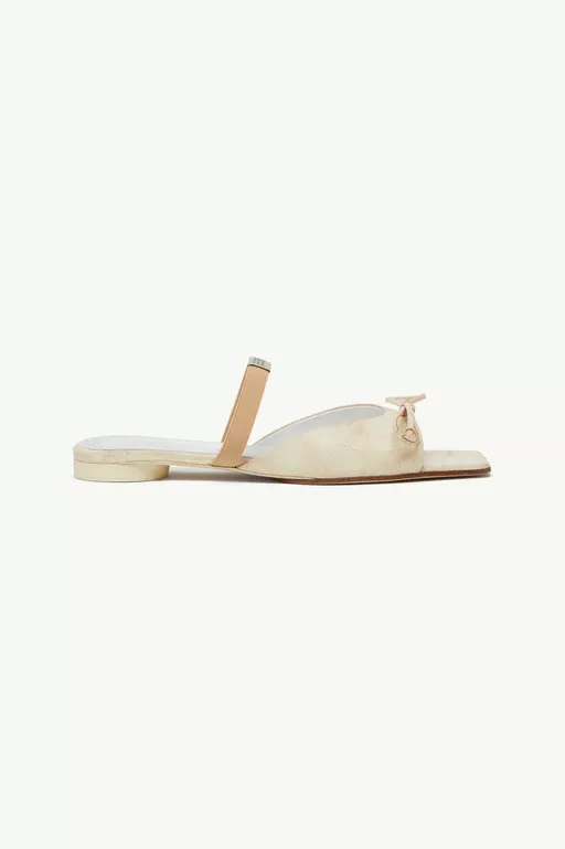 Bow-detailed leather slingback shoes - Sandals
