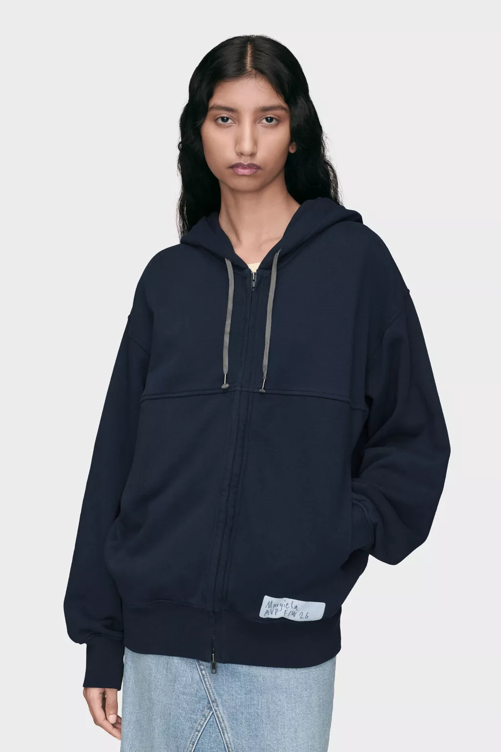 Blue Cotton Zip Hooded Sweatshirt | Maison Margiela Official