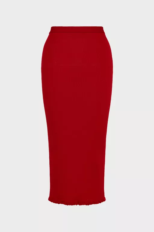 Ribbed Wool Midi Skirt - Midi Skirts