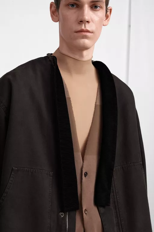 V-Neck Cotton Jacket - Jackets