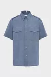 Blau - Folded Collar Kurzarmhemd