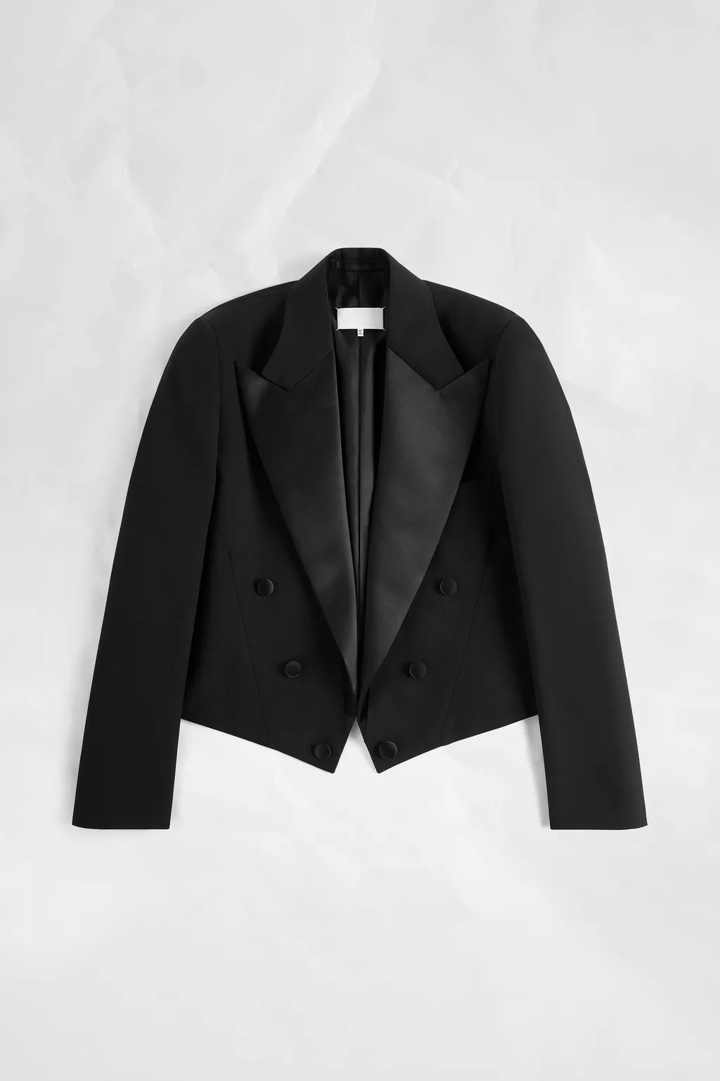 クロップド ダブルブレスト タキシードジャケット ブラック | Maison