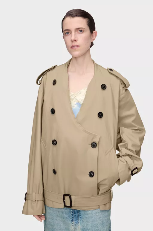 Folded Collar Cotton Caban - Jackets