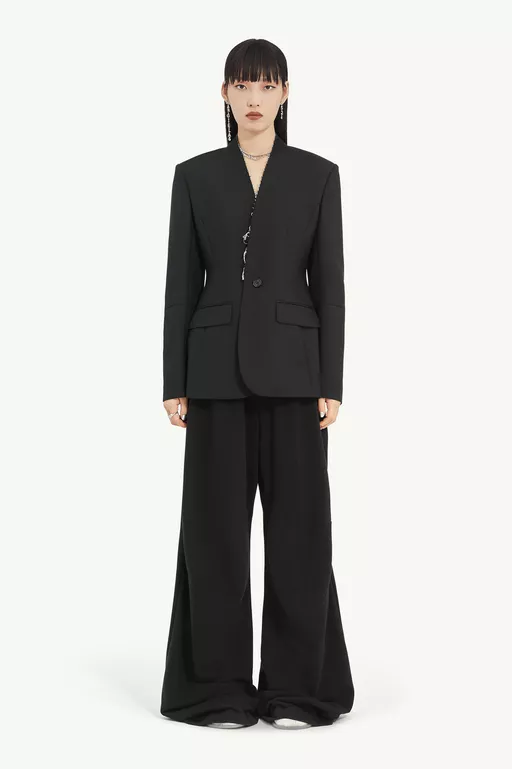 Collarless Suit Jacket
