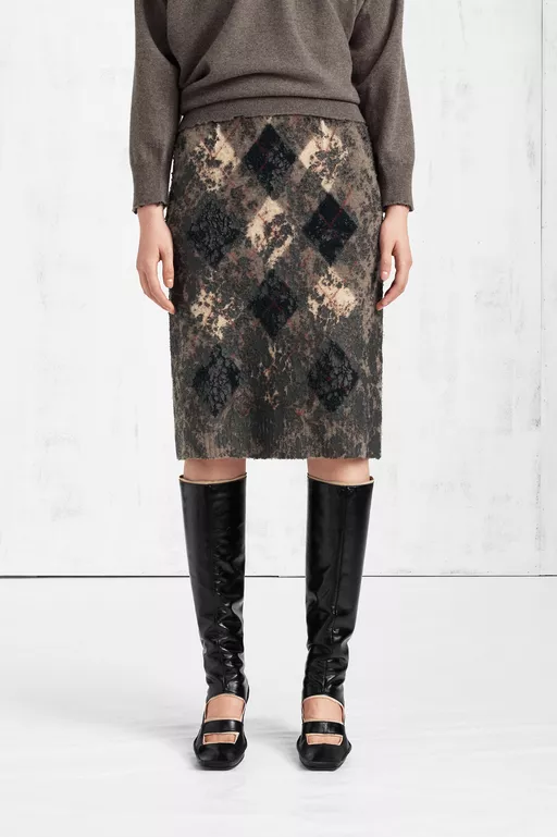 Knit Virgin Wool Pencil Skirt - Midi Skirts