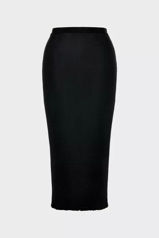 Ribbed Wool Midi Skirt - Midi Skirts