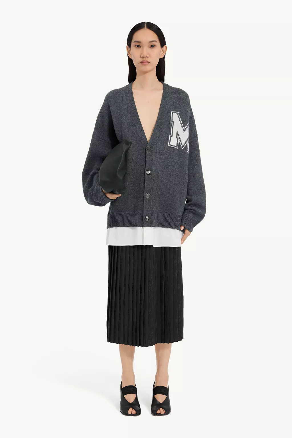 Gray Two-in-one knit cardigan | MM6 Official