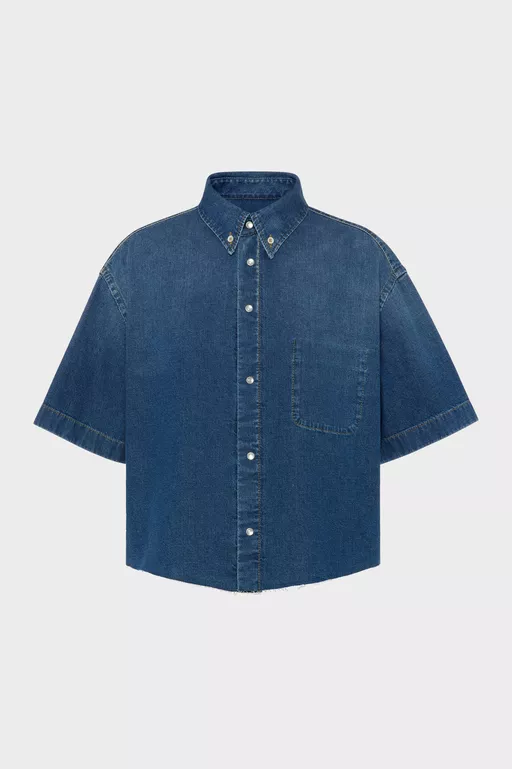 Cropped Denim Shirt - Shirts