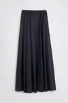 Black - Elongated Satin Maxi Skirt