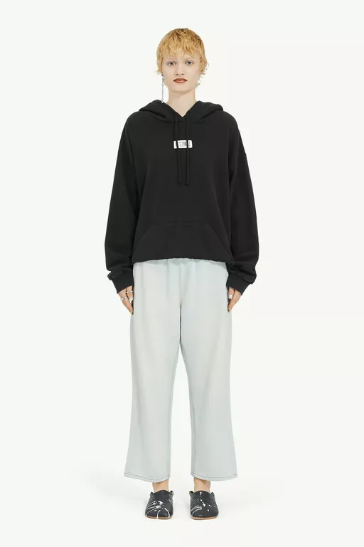 Black Unbrushed Cotton Sweatshirt - Sweatshirts