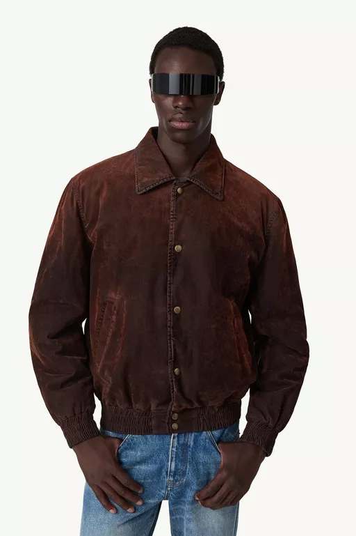 Overdyed flocked denim jacket - Jackets