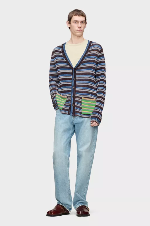 Striped Wool Cardigan - Overalls