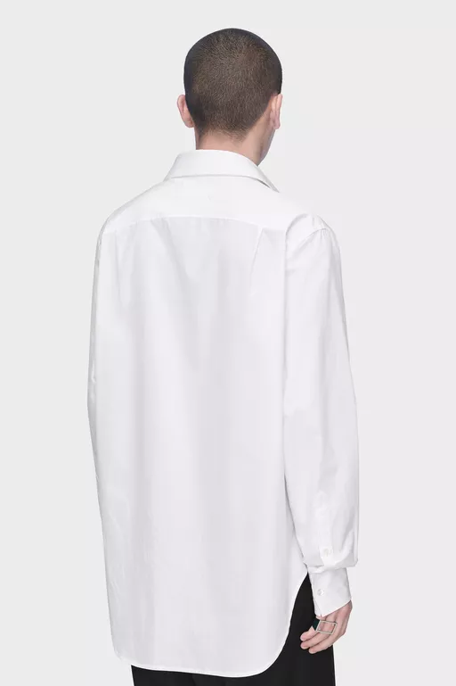 Folded Collar Cotton Shirt - Long-sleeved Shirt