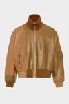 Braun - Bomberjacke aus zusammengef&uuml;gtem Leder