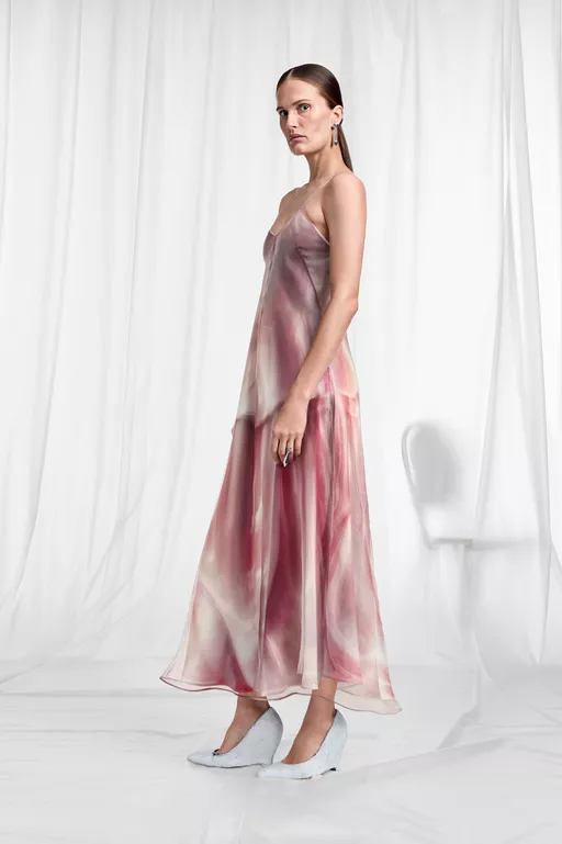 Trompe L'Oeil Organza Slip Dress - Midi Dress