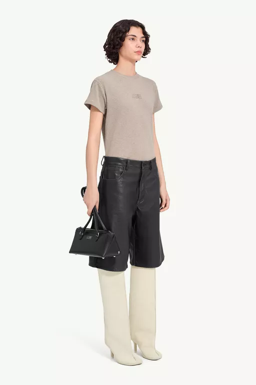 Faux leather knee-length shorts - Shorts