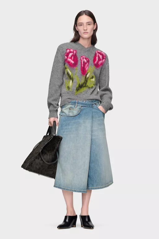 Flower Wool Sweater - Overalls