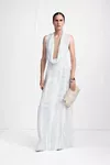 White - Cowl-Neck Crinkled Maxi Dress