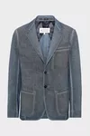 Bleu - Blazer en laine &agrave; double teinture