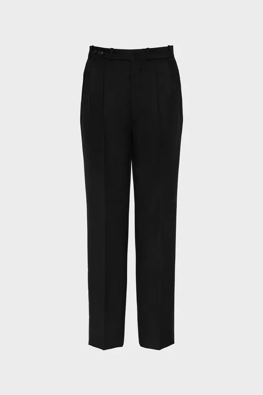 Herringbone Wool Pleated Trousers - Pants
