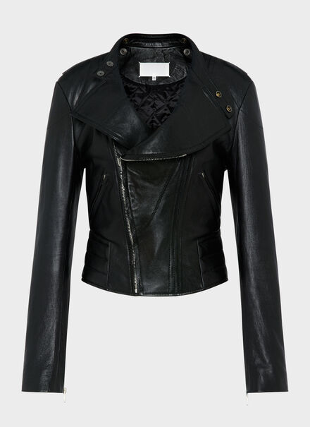 Folded Collar Leather Jacket
