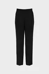 Noir - Pantalon pliss&eacute; en laine &agrave; chevrons