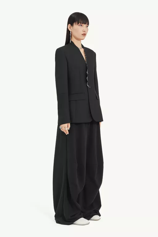 Collarless Suit Jacket - Jackets
