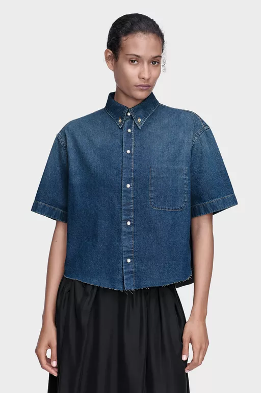 Cropped Denim Shirt - Shirts