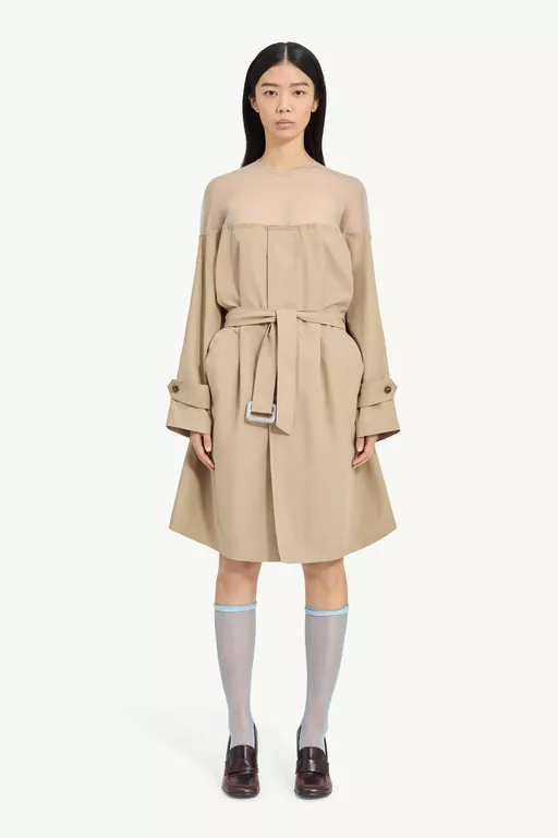 High-Cut Cotton Trench Dress - Midi Dress