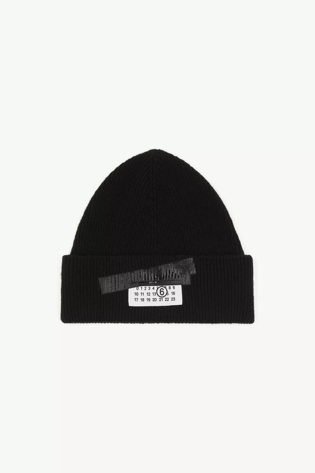 Black Tape wool blend beanie | MM6 Official