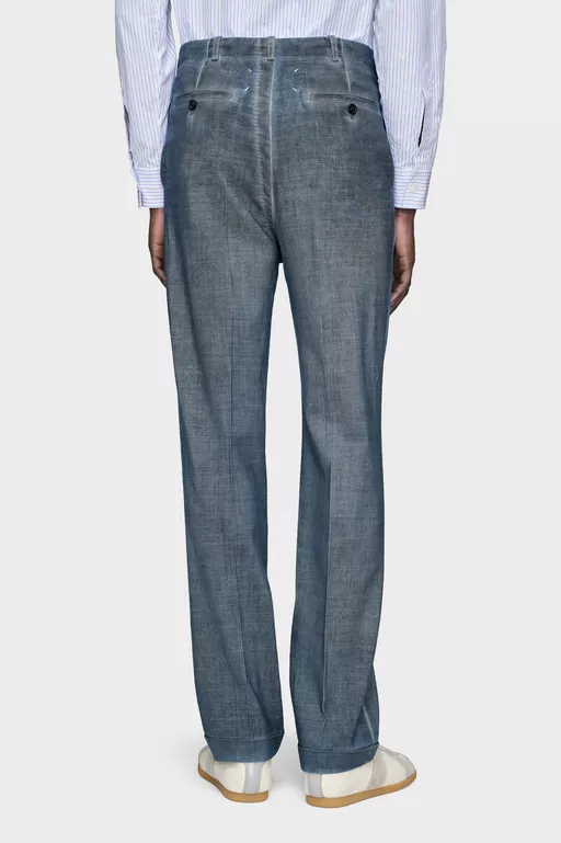 Pantalones de lana doble te&ntilde;ido - Pantalones